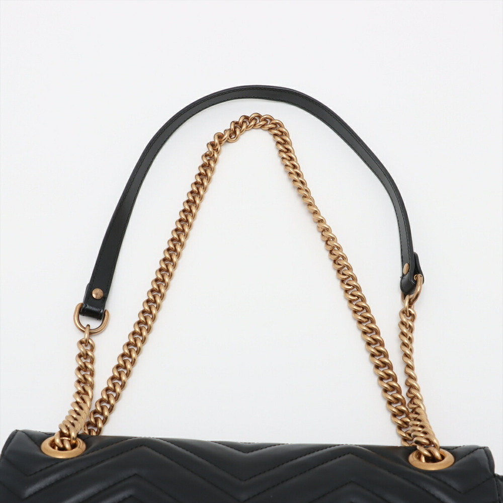 Gucci GG Marmont Leather Chain Shoulder Bag Black - Picture 6 of 8